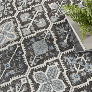 Nourison Home Lennox Charcoal/Ivory/Blue 4' x 6'