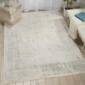 Nourison Home Silver Screen Ivory/Teal 5'3