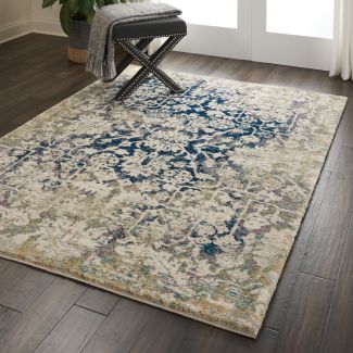 Nourison Home Fusion Cream/Blue 5'3