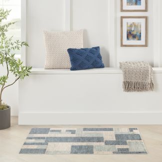 Nourison Home Astra Machine Washable Blue Ivory
