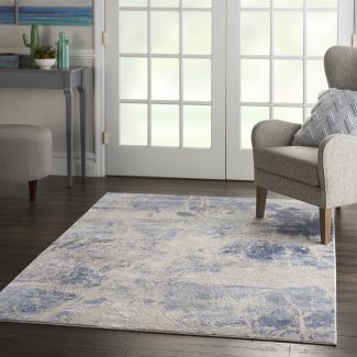 Nourison Home Silky Textures Blue/Cream 5'3