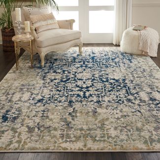 Nourison Home Fusion Cream/Blue 7'10