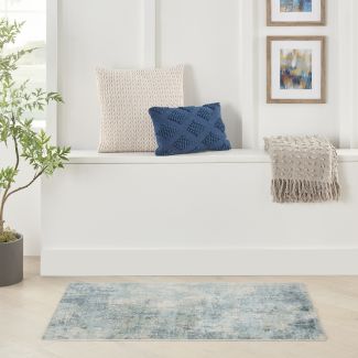 Nourison Home Astra Machine Washable Blue Ivory