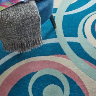 Nourison Home Grafix Blue Multi Colored 5'3