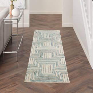 Nourison Home Interlock Ivory/Turquoise