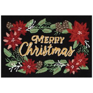 Liora Manne Frontporch Merry Christmas Black