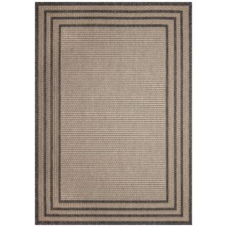 Liora Manne Monaco Striped Border Taupe