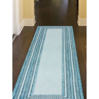 Liora Manne Carmel Multi Border Aqua
