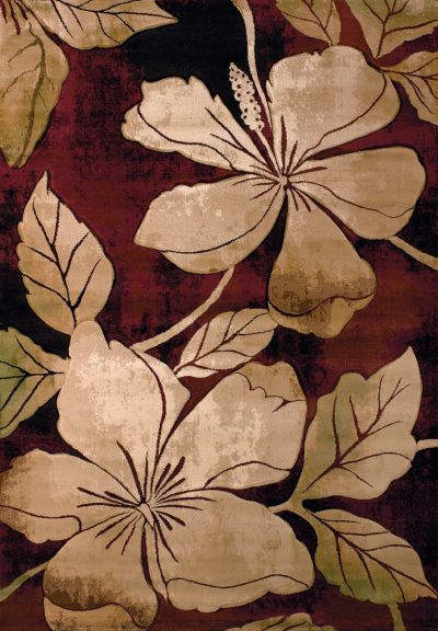 Contours Floral Canvas Burgundy