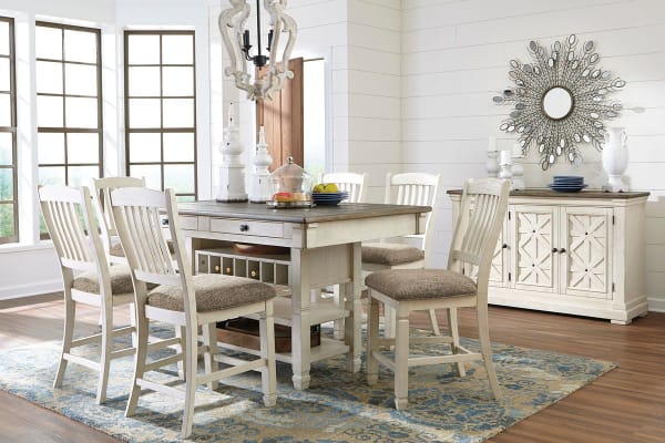 Bolanburg - Beige - 8 Pc. - Counter Table, 6 Barstools, Server