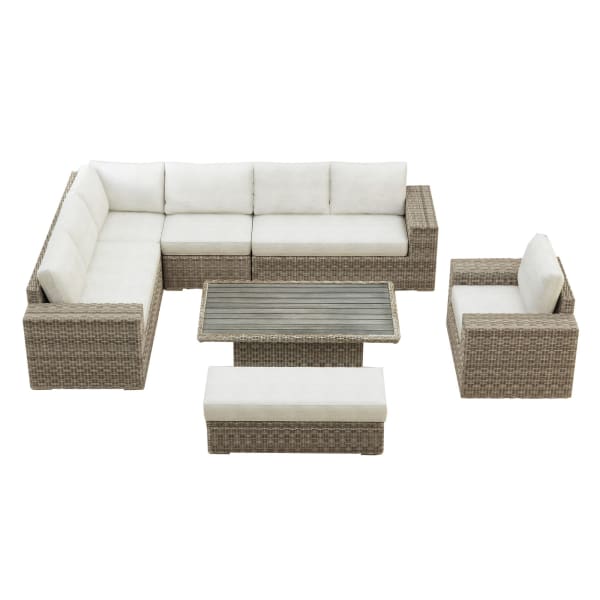 Carmona - 6 Piece Conversion Set With Ottoman - Natural And Olefin Beige