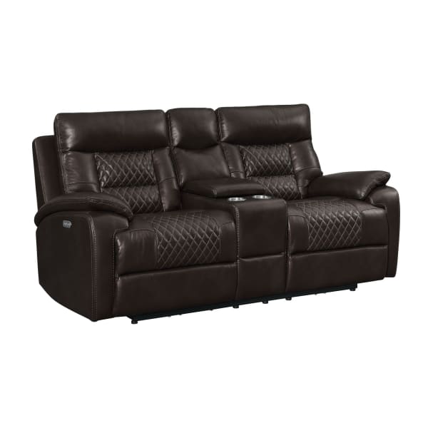 Trinidad - Power Motion Loveseat With Power Motion Head Recliner & Console - Pebble Brown