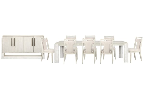 Lorelei - Extendable Rectangular Dining Table With 8 Side Chairs And Server - Misty Cloud