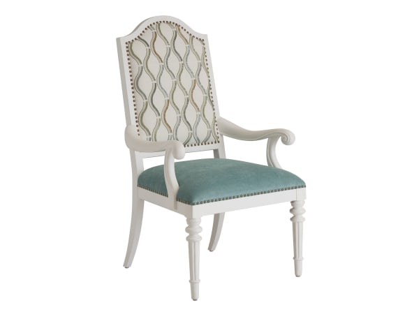 Villa Blanca - Corsica Upholstered Arm Chair - White / Blue