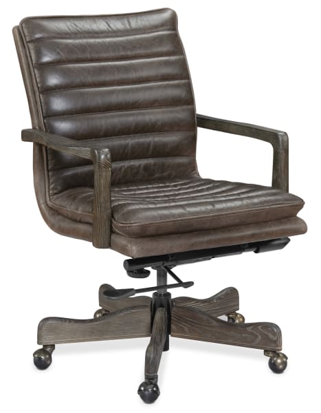 EC - Langston Executive Swivel Tilt Chair With Metal Base - Dark Brown