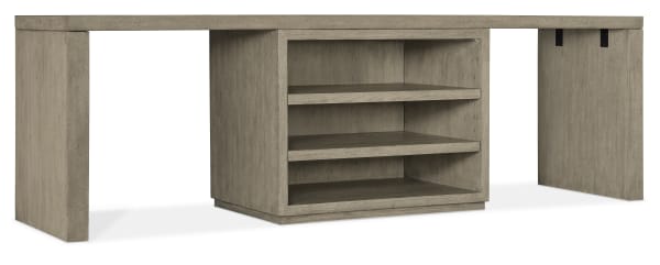 Linville Falls - 96" Desk With Centered Open Desk Cabinet - Gray