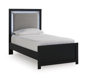 Maeling - Twin Upholstered Panel Headboard - Black / Gray