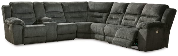 Nettington - Smoke - 4-Piece Power Reclining Sectional With Laf Pwr Rec Loveseat W/Console