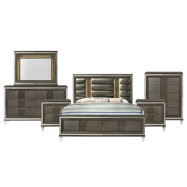 Twenty Nine - King Storage 6 Piece Bedroom Set - Dark Brown
