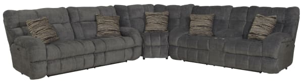 Ashland - 3 Piece Power Reclining Sectional With 4 Lay Flat Reclining Seats - Granite