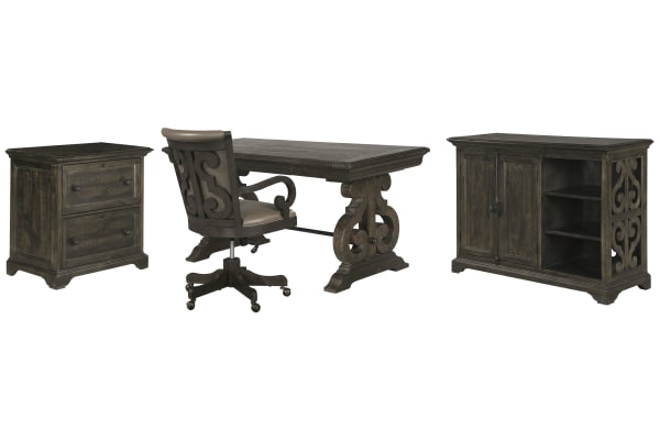 Bellamy - Writing Desk With Chair, Lateral File Cabinet And Printer Stand - Peppercorn