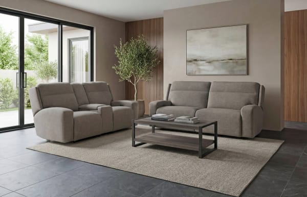 Caleb - Power Headrest Power Recl Console Loveseat With Zero Gravity - Taupe