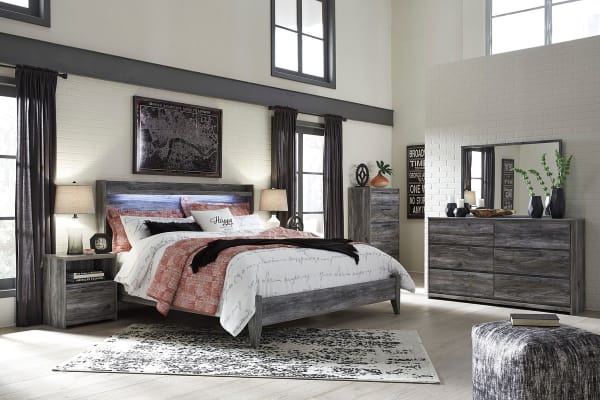 Baystorm - Gray - 5 Pc. - Dresser, Mirror, Chest, King Panel Bed