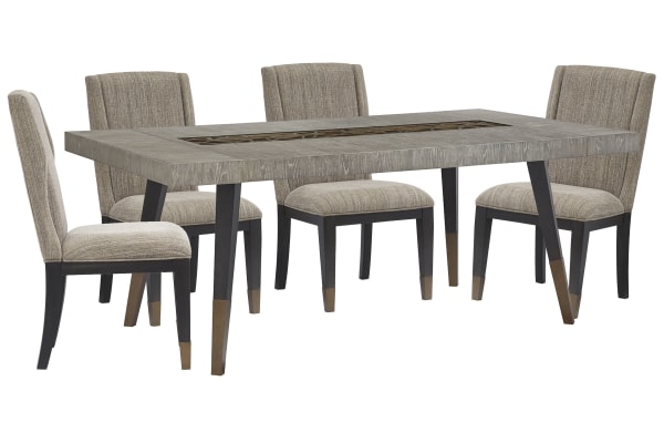 Ryker - Rectangular Dining Table With 4 Host Chairs - Nocturn Black And Coventry Gray