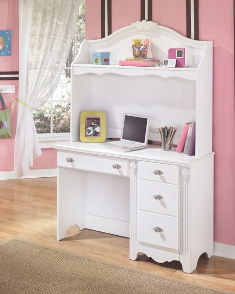 Exquisite - White - Desk with Hutch