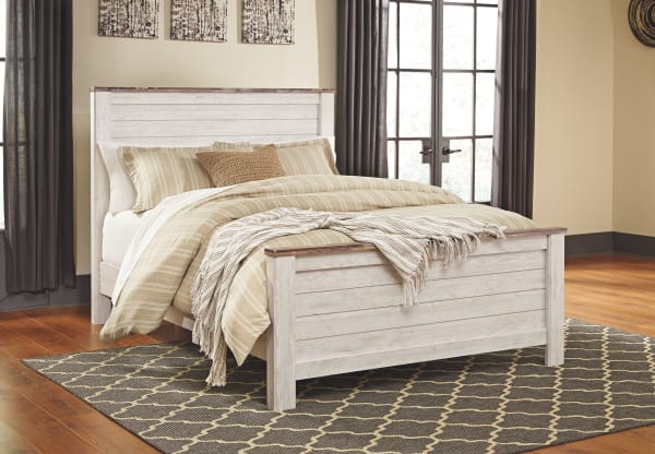 Willowton - Whitewash - Queen Panel Bed