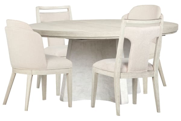 Lorelei - Extendable 54" Round Dining Table With 2 Side Chairs And 2 Host Chairs - Misty Cloud