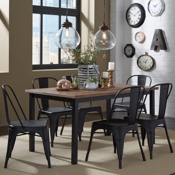 Vintage Series - 7 Piece Rectangular Table Set - Black