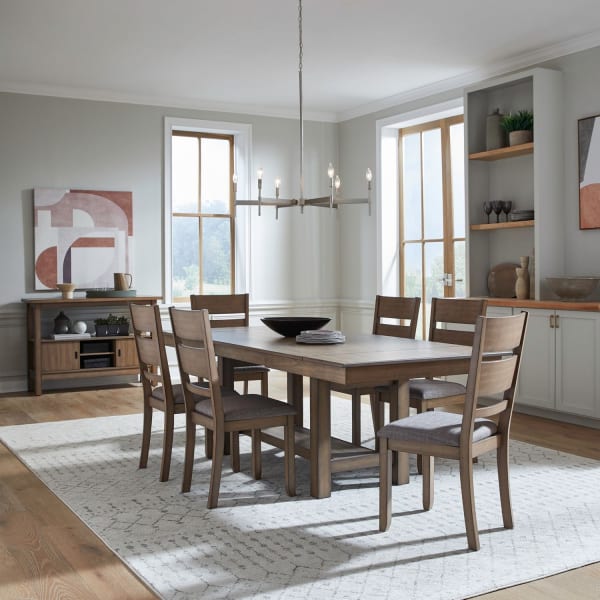 Brook Bay - Optional 7 Piece Trestle Table Set - Brown
