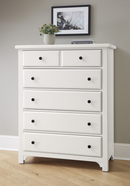 Cool Farmhouse - 5-Drawer Chest - Soft White