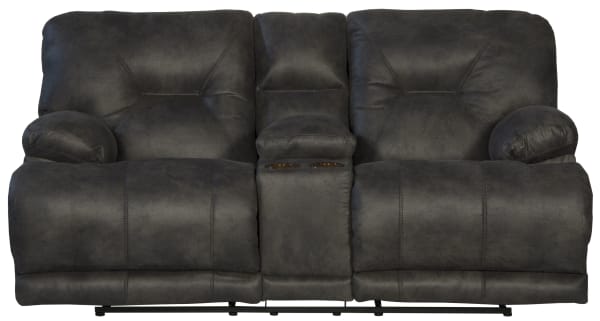Voyager - Fabric Lay Flat Console Reclining Loveseat - Slate