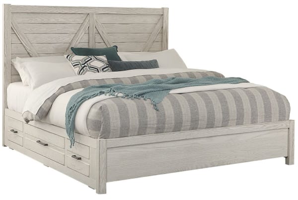 Highlands - Queen V Panel Bed with 1 side storage