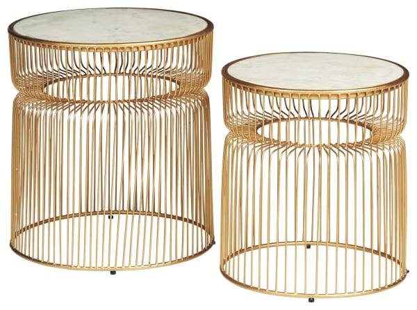Vernway - White/gold Finish - Accent Table Set (2/cn)