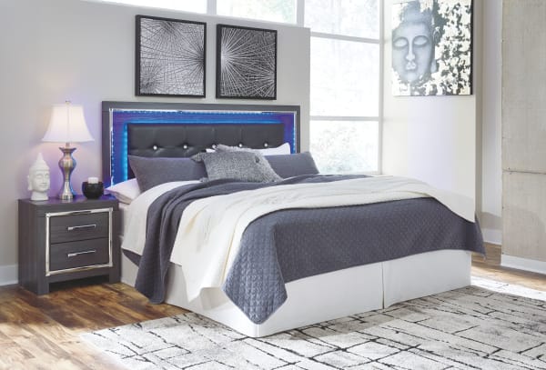 Lodanna - Gray - King Upholstered Panel Headboard With Bolt On Bed Frame