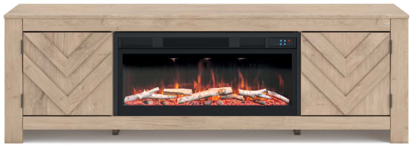 Cayboni - 71" TV Stand With Electric Fireplace - Tan