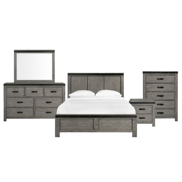 Wade - Queen Panel 5 Piece Bedroom Set - Black Finish