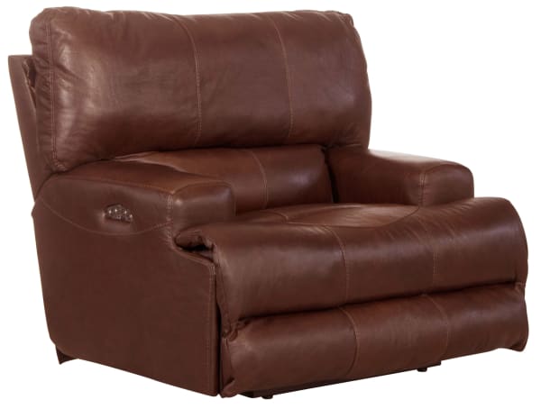 Wembley - Italian Leather Match Power Lay Flat Recliner With Power Adjustable Headrest - Walnut