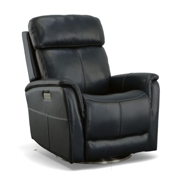 View - Power Swivel Recliner With Power Headrest - Ocean