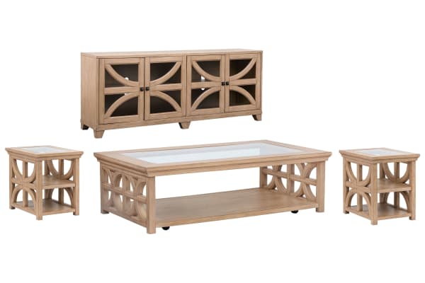 Coventry - Rectangular Shelf Cocktail Table, 2 End Tables And Console Sofa Table - Honey Wheat
