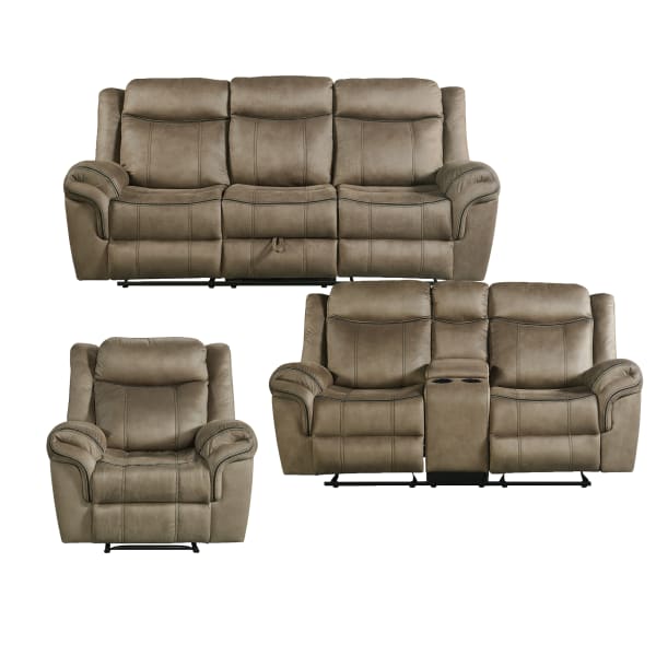 Sorrento - 3 Piece Living Room Set Sofa, Loveseat & Recliner - Brown