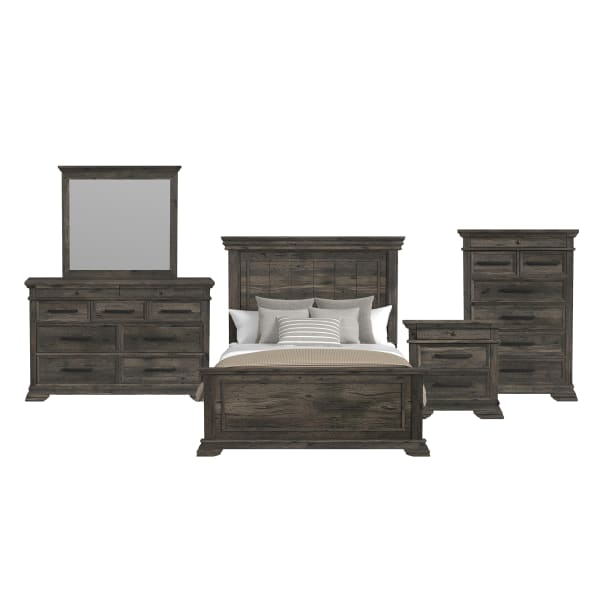 Park Ridge - Queen Panel 5 Piece Bedroom Set - Charcoal