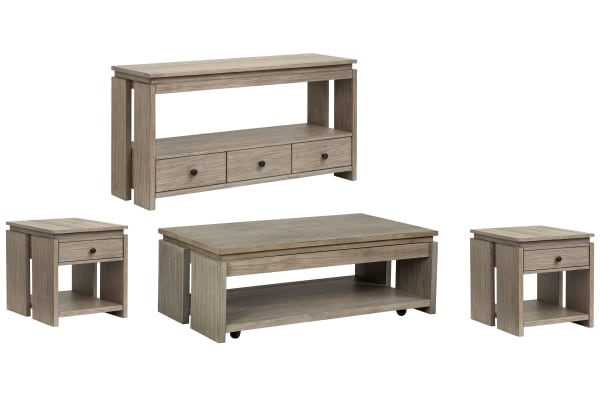 Conrad - Rectangular Lift Top Storage Cocktail Table With 2 End Tables And Sofa Table - Stone Harbor Gray