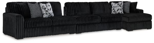 Midnight-Madness - 3-Piece Sectional With Raf Corner Chaise - Onyx