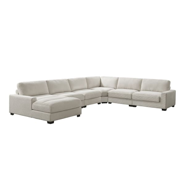 Arizona - Modular 6 Piece Sectional Set With RHF Chaise - Steno Beige
