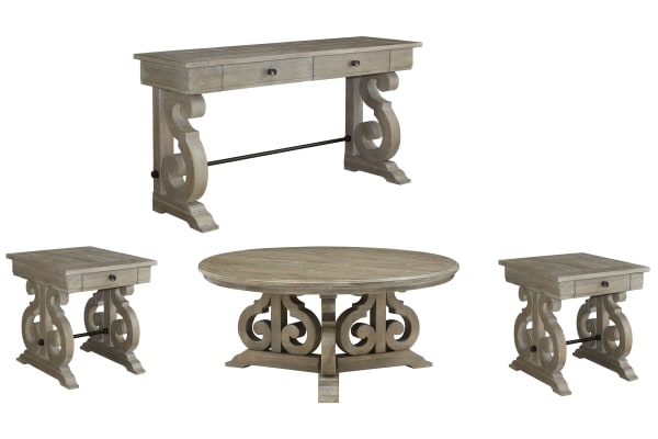 Tinley Park - Round Cocktail Table With 2 End Tables And Sofa Table - Dove Tail Gray
