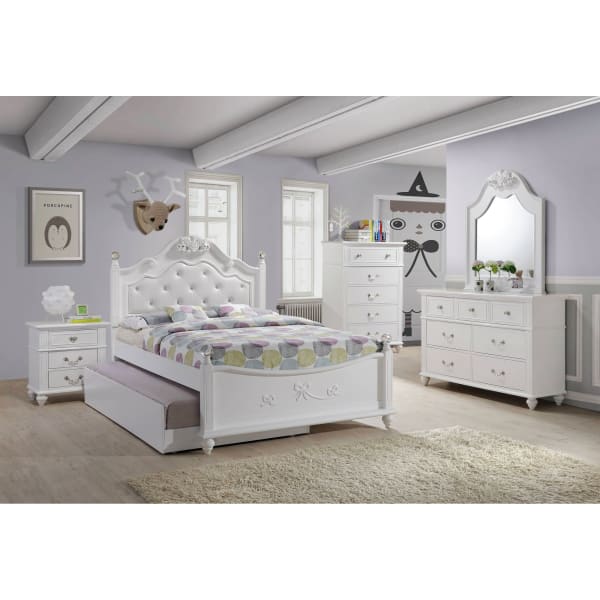 Alana - Full Platform 5 Piece Bedroom Set With Storage Trundle - White
